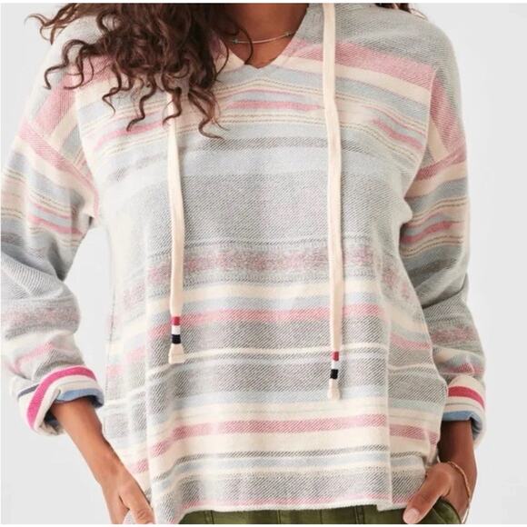Faherty Byron Bay Hoodie Sweatshirt Bloom Paradise Pink Blue Large Boho Beach W6 - Picture 1 of 10